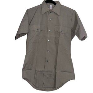Flying Cross Khaki Short Sleeve Uniform Shirt S Made In USA 50% Polyester